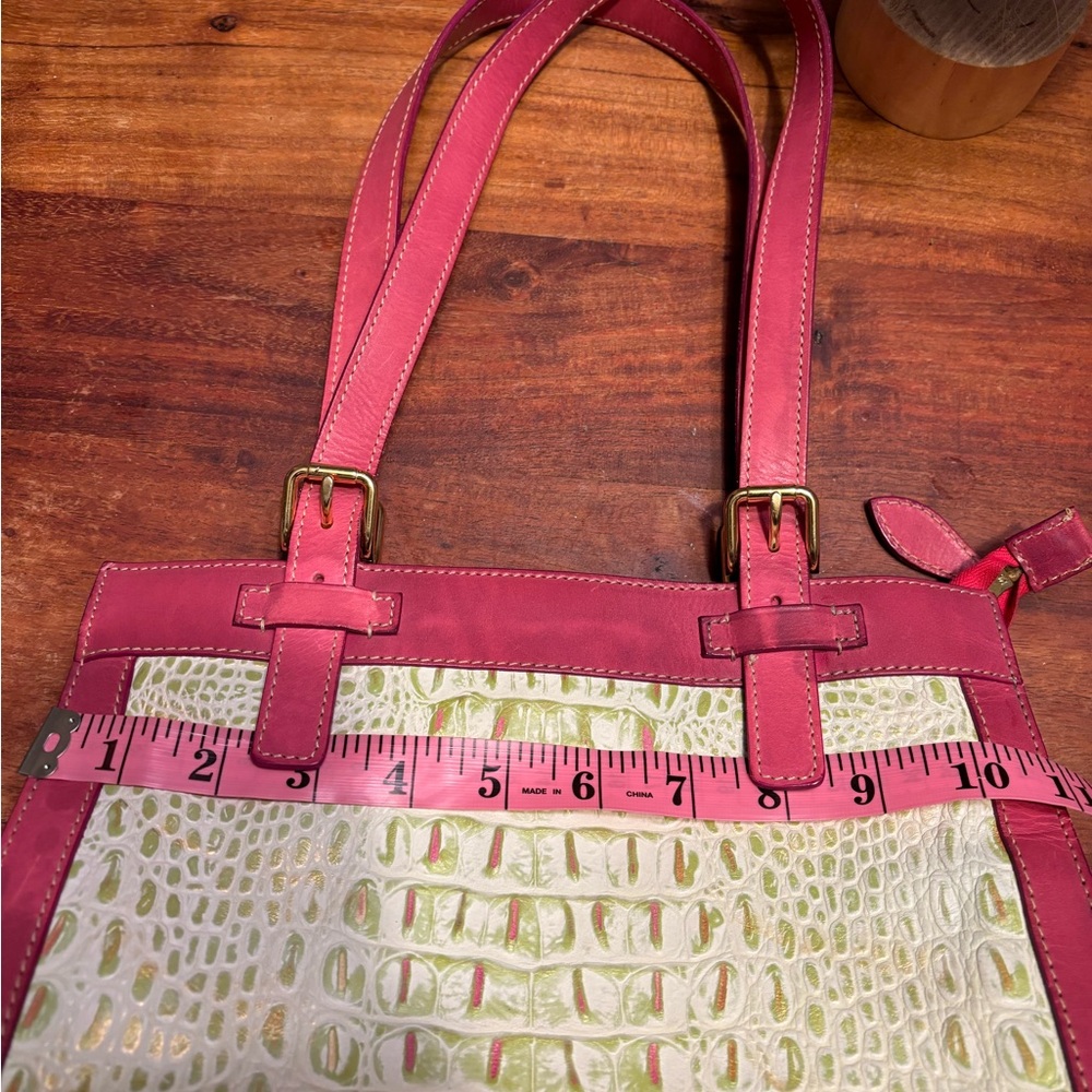 Rooney & Bourke Handbag Snakeskin Reptile Green/Pink Women’s OS Preppy Leather - Picture 4 of 14